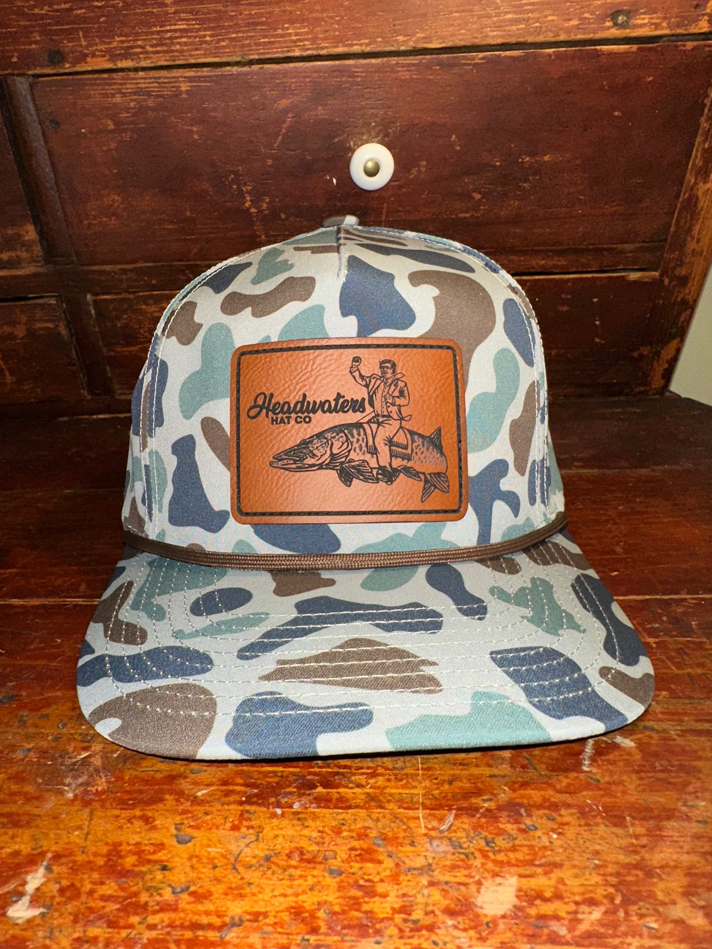 Trump Musky Leather Patch Trucker Duck Camo