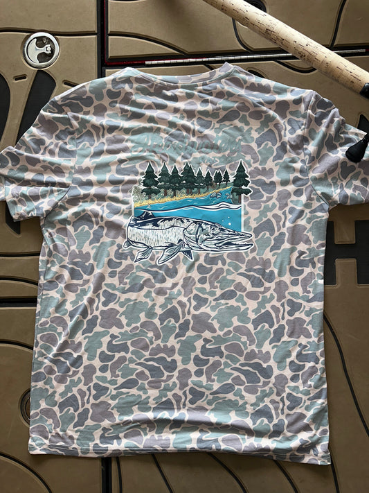 Headwaters Musky Faded Camo Performance T