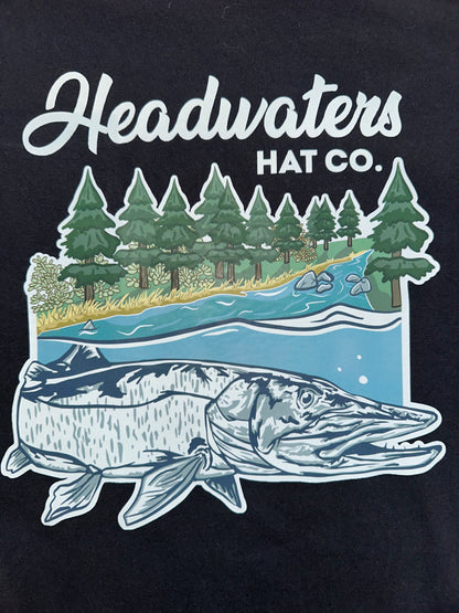 HHC Musky at the Headwaters Hvy Wt Pocketed T-Shirt (black color)