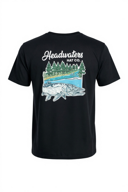 HHC Musky at the Headwaters Hvy Wt Pocketed T-Shirt (black color)