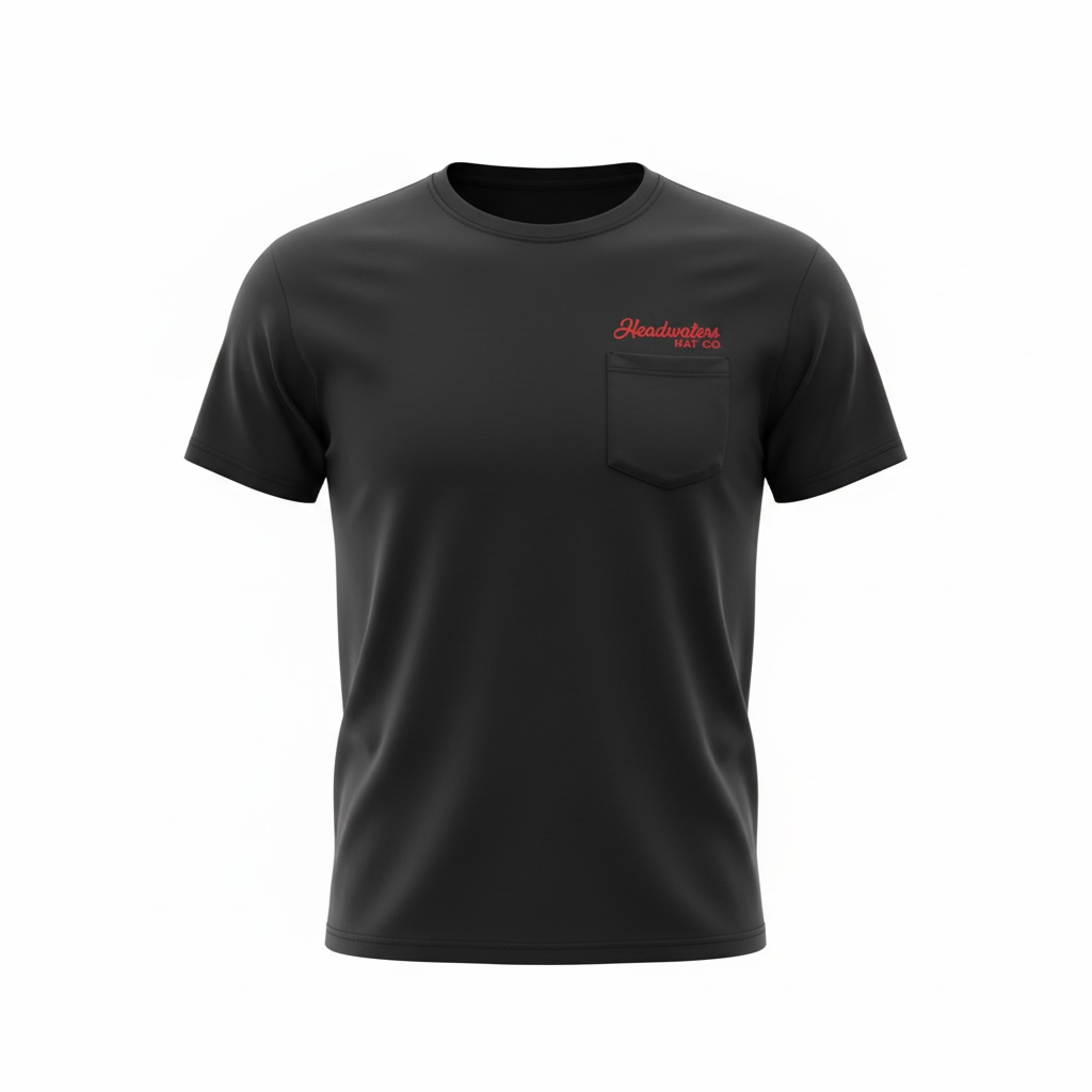 HHC Musky at the Headwaters Hvy Wt Pocketed T-Shirt (black color)