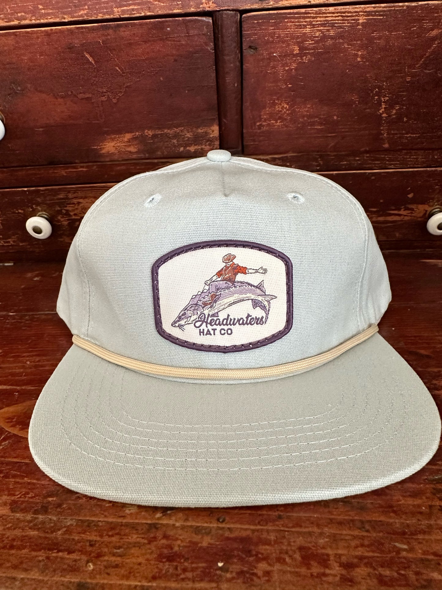 Sturgeon Cowboy Grandpa Rope SnapBack